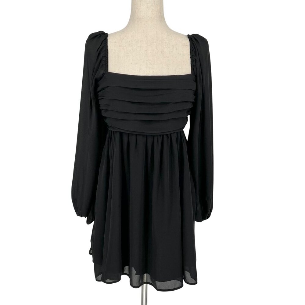 Abercrombie & Fitch Women Balloon Sleeve Chiffon Mini Dress Size M Black